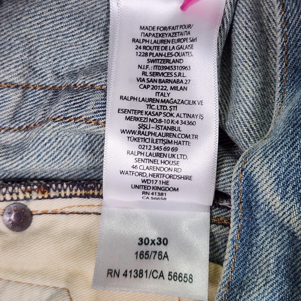 Polo Ralph Lauren Distressed Paint Splatter Ripped Denim Jeans 32x31‎ Button Fly